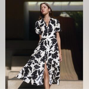 Brochu Walker The Havana Tropical Combo Midi Shirt Dress size XS